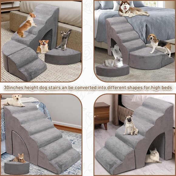 Foam Dog Stairs & Steps Ramps for High Beds 30 inches Tall for Small Dogs and Ca - Picture 9 of 9